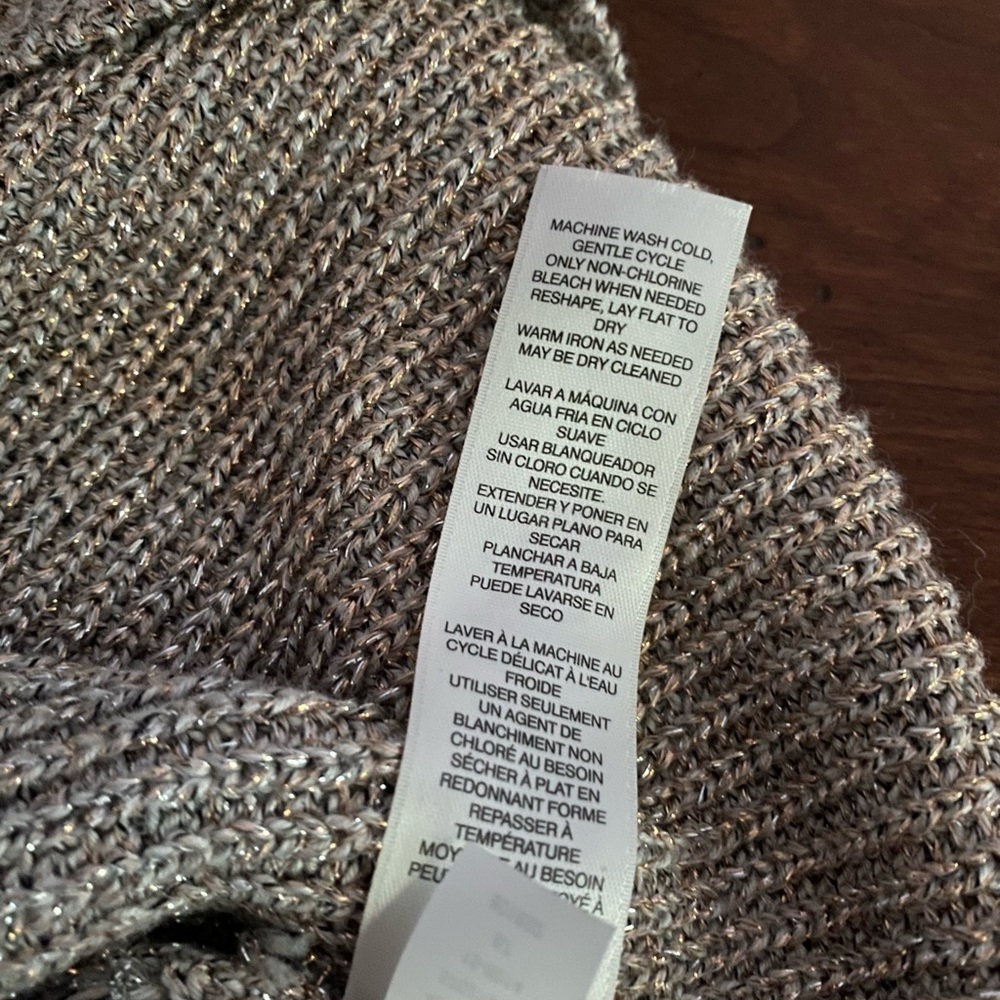 WHBM Metallic Silver to Rose Gold Ombré Cowl Neck Sweater - Picture 10 of 16